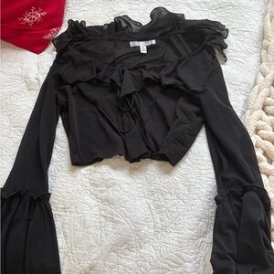 Urban Outfitters Black Ruffled Crop Blouse